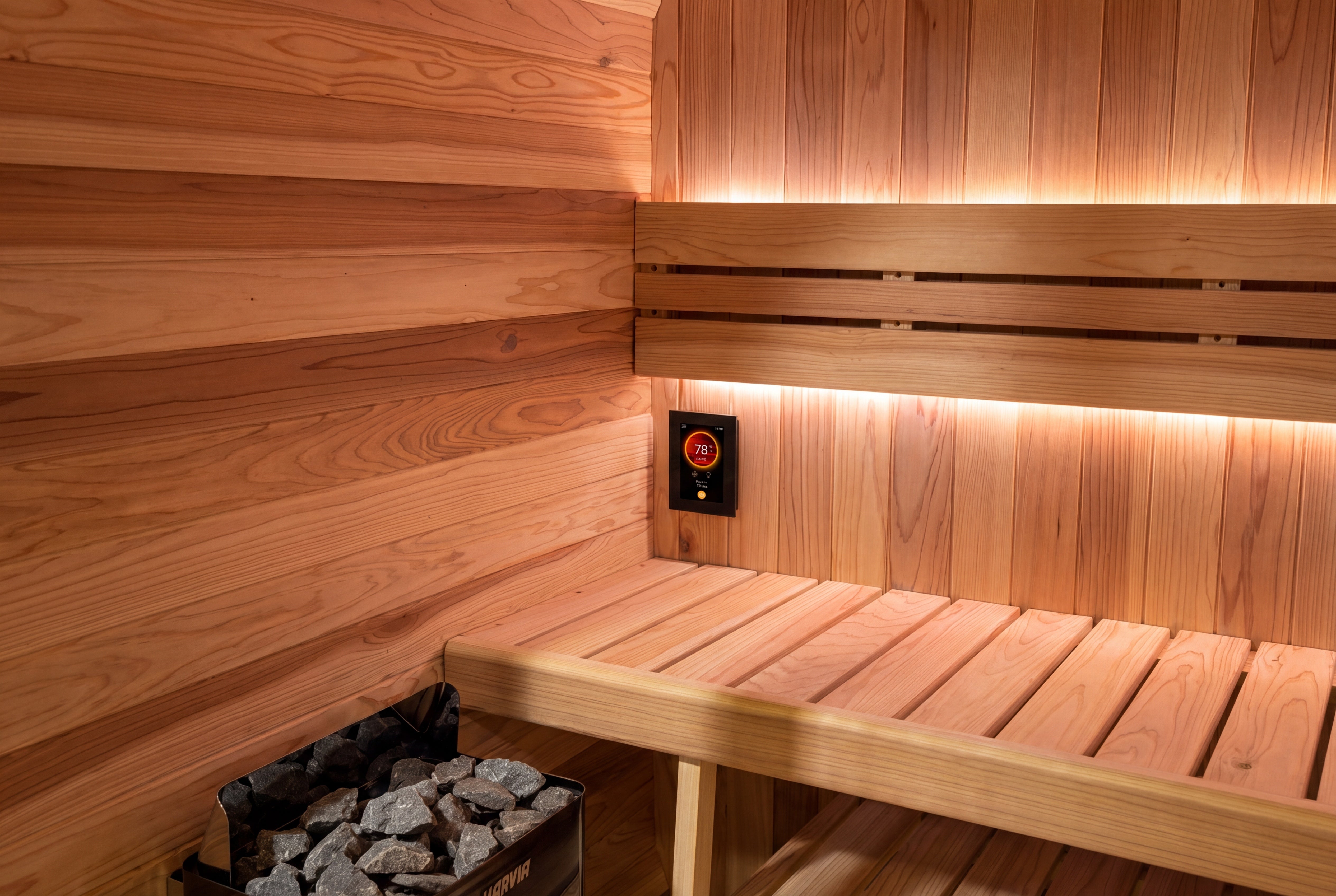 Swell Cedar Cube 2 outdoor sauna in modern backyard wellness space with cedar sauna design