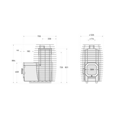HUUM Hive Flow Sauna Stove (Rear Feed – Load Wood from Outside)