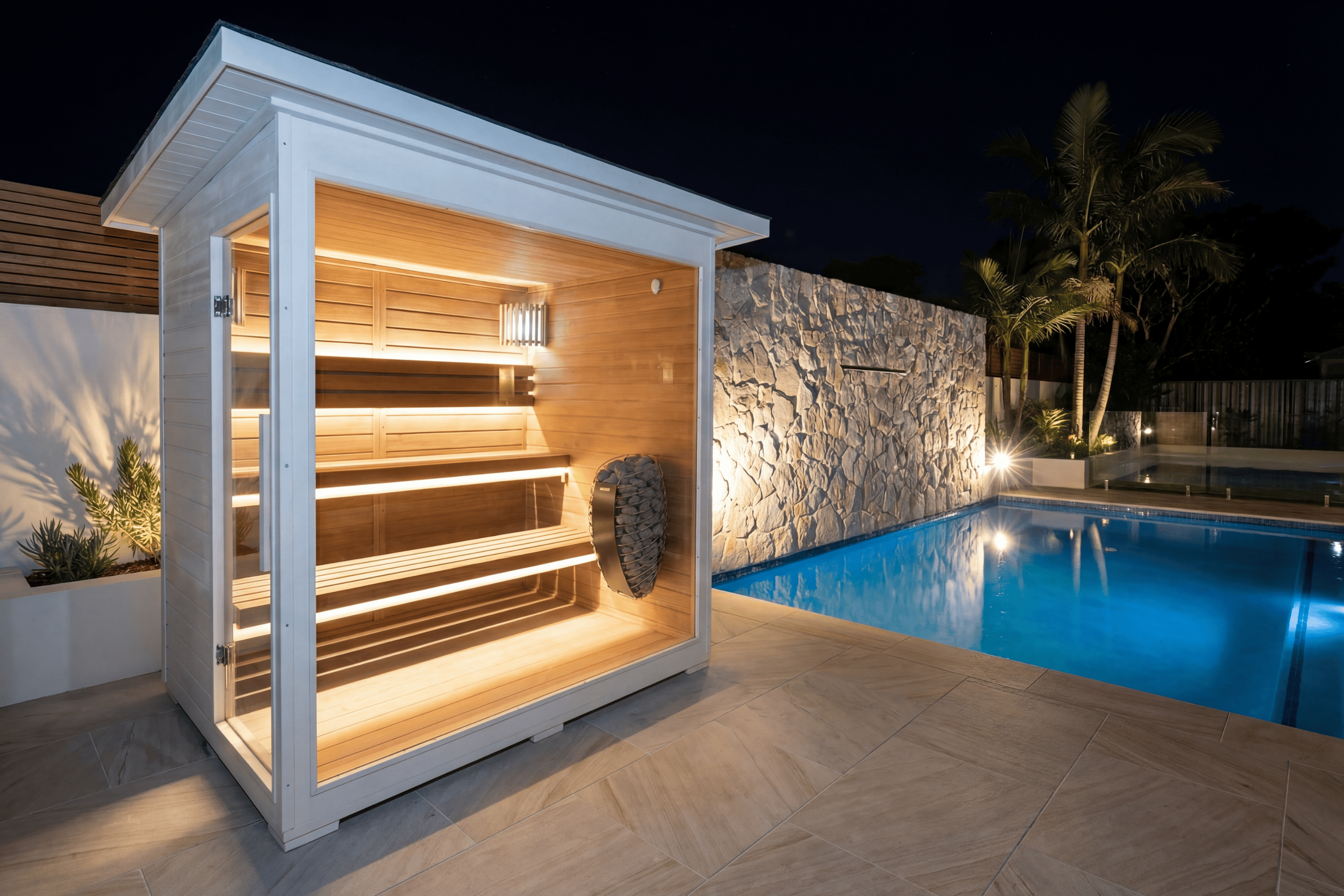 Swell White Retreat 4 4-person retreat sauna - poolside - retreat sauna