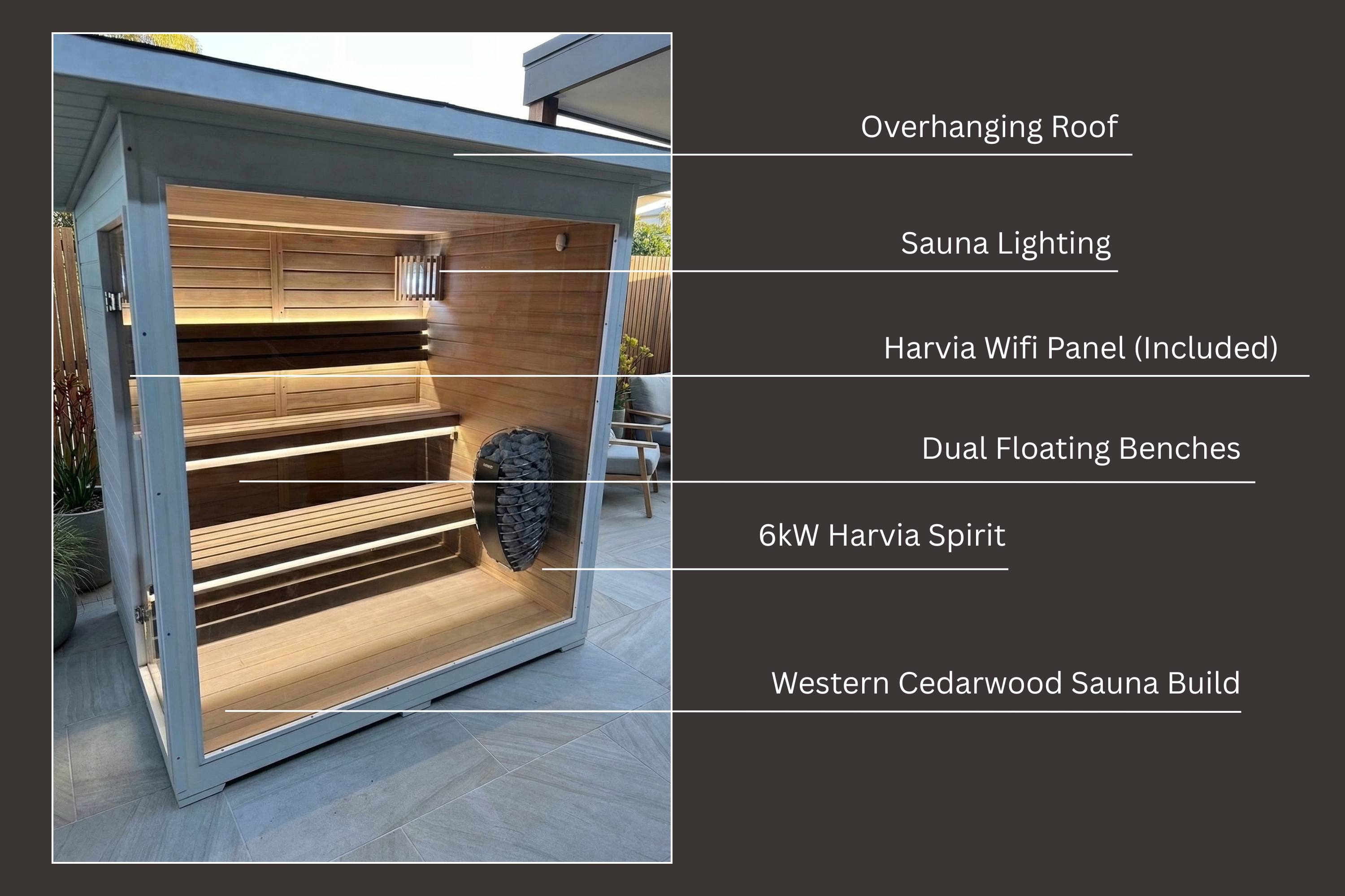 Swell White Retreat 4 4-person retreat sauna - interior view - premium Australian sauna