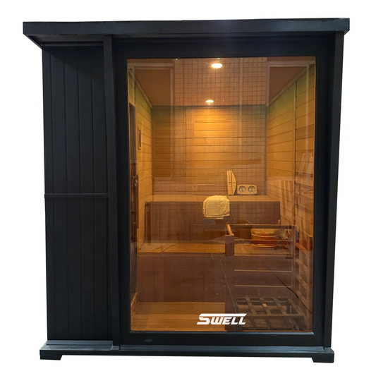 SWELL OBSIDIAN 6 - BLACK SQUARE OUTDOOR TRADITIONAL SAUNA